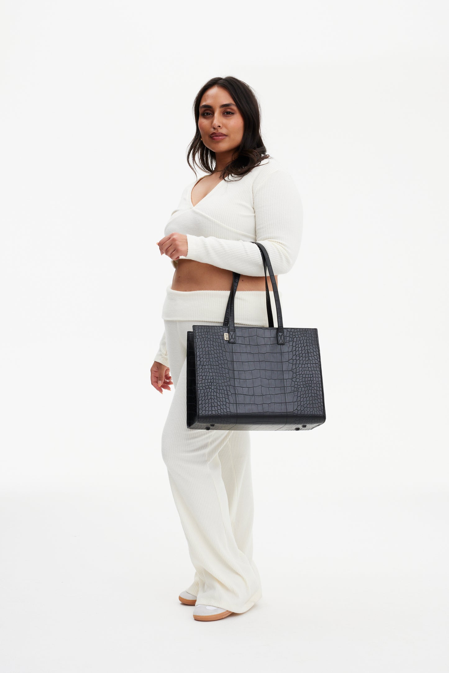 The Work Tote in Black Croc