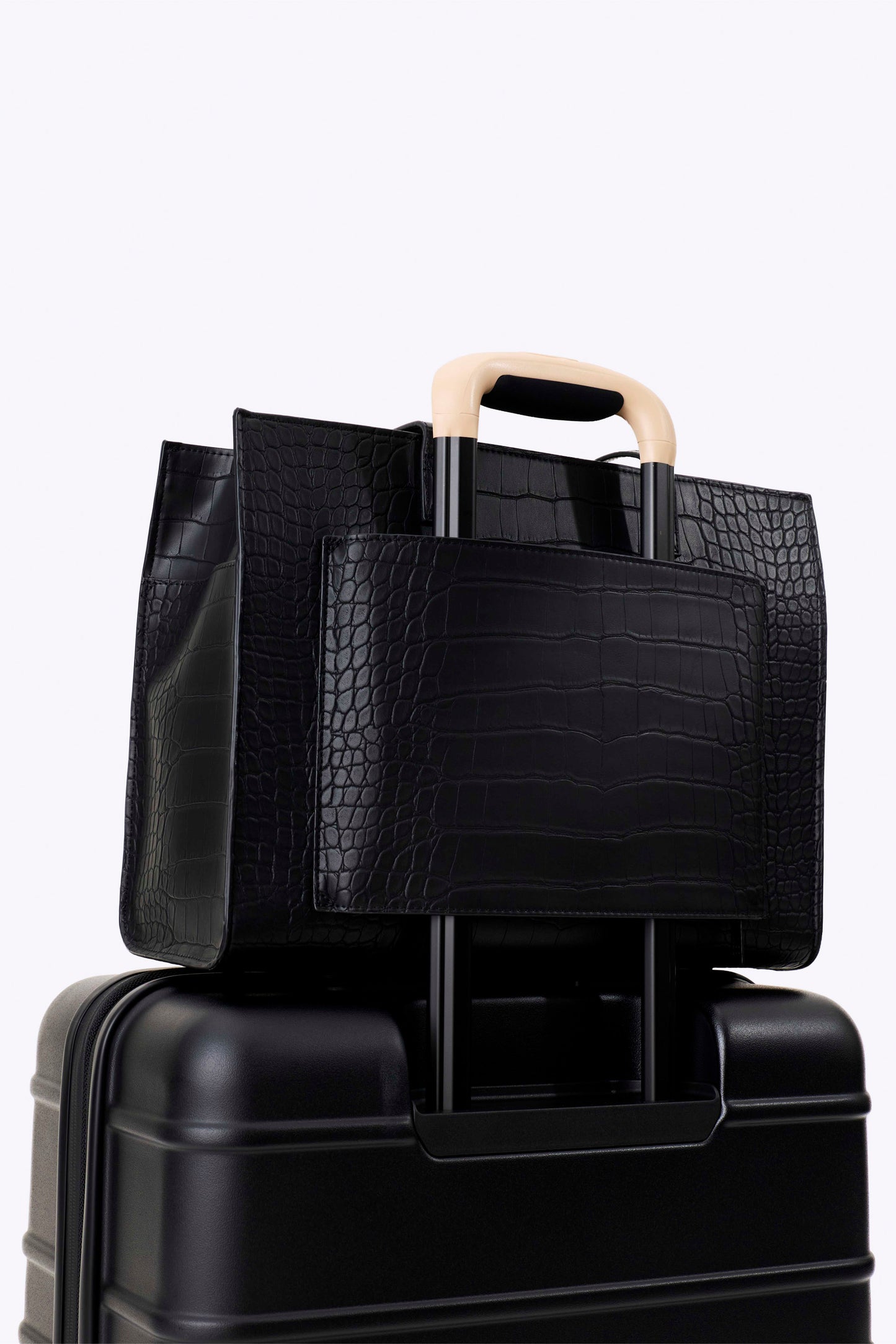 The Work Tote in Black Croc