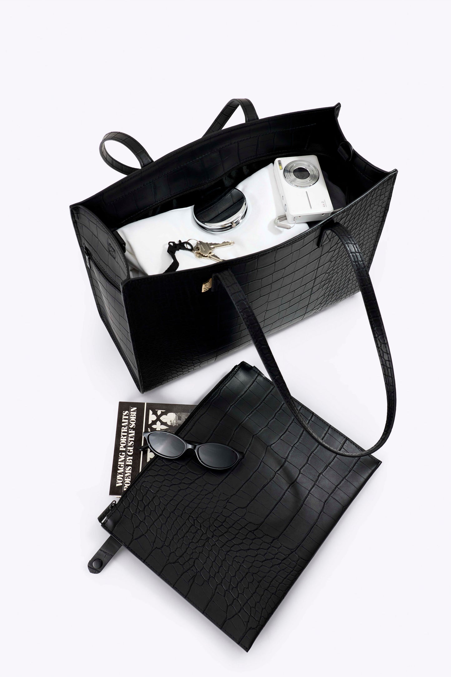The Work Tote in Black Croc